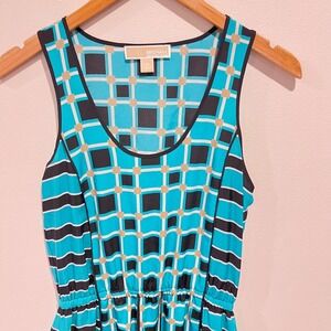 Michael Kors Womens Maxi Dress Geometric Design Split Hem Spring Break Cruise